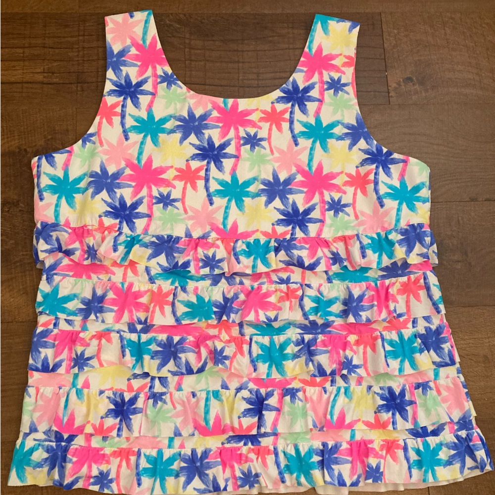 Beachtime by Lulu B Cha Cha Tank Ruffle Tennis Golf Palm Trees Women’s 1X - Picture 5 of 8